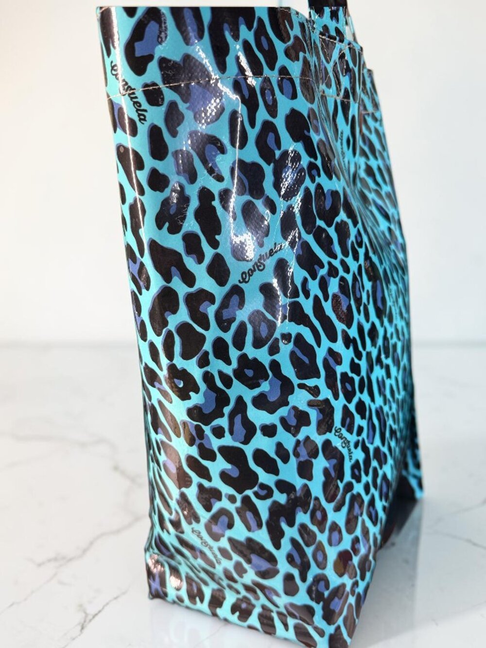 Consuela “Blue Jag” Grab ’N Go Basic Bag Turquoise Leopard Tote - Picture 5 of 16
